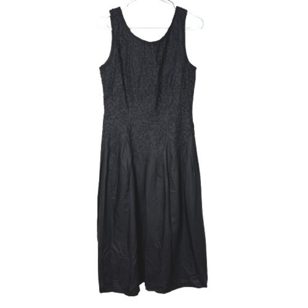 Vintage Sarah Elizabeth Sleeveless Beaded‎ Midi Black Modern Size 6 (Tag 10)
